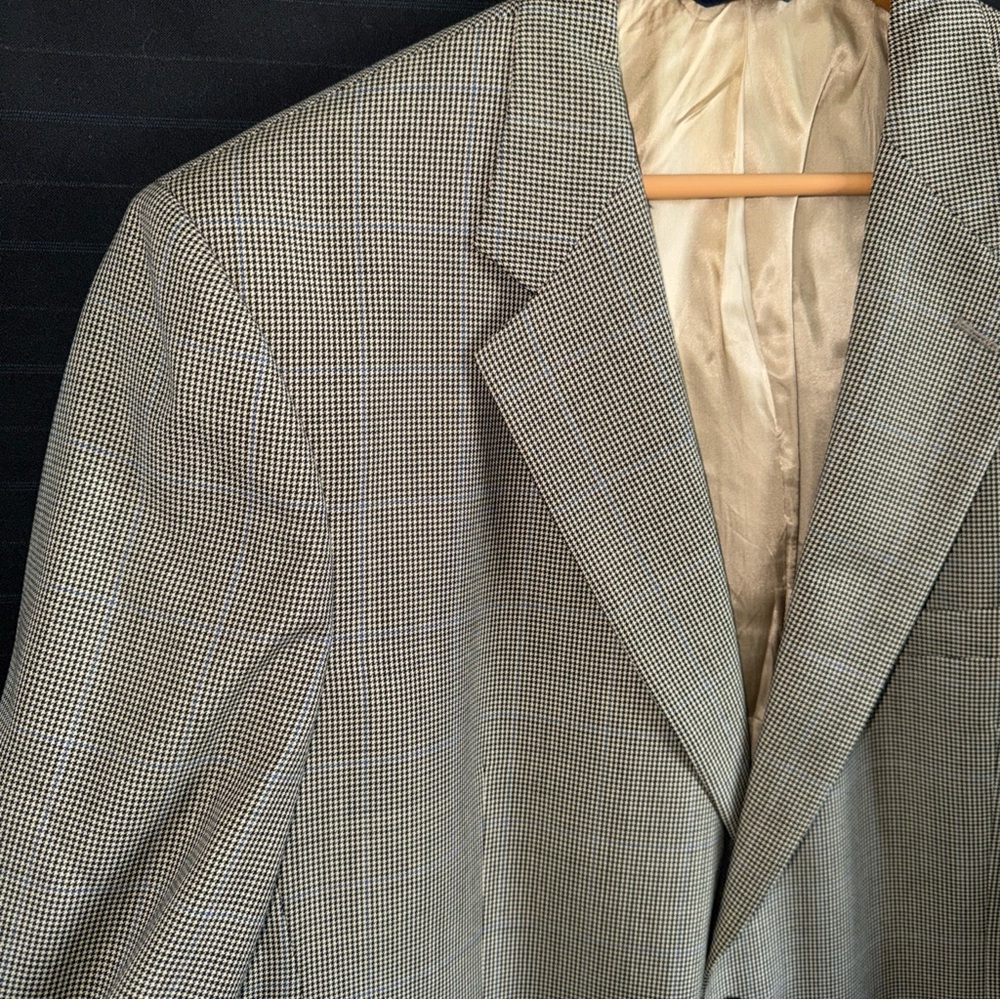 Brooks Brothers Black Tan Houndstooth Wool Cashmere Jacket Sports Coat 46 L - Picture 6 of 14